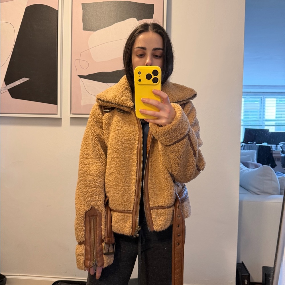 Women's Tan Shearling Jacket